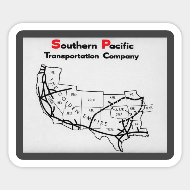 1981 Southern Pacific Route Map Sticker by Bonita Vista Photography